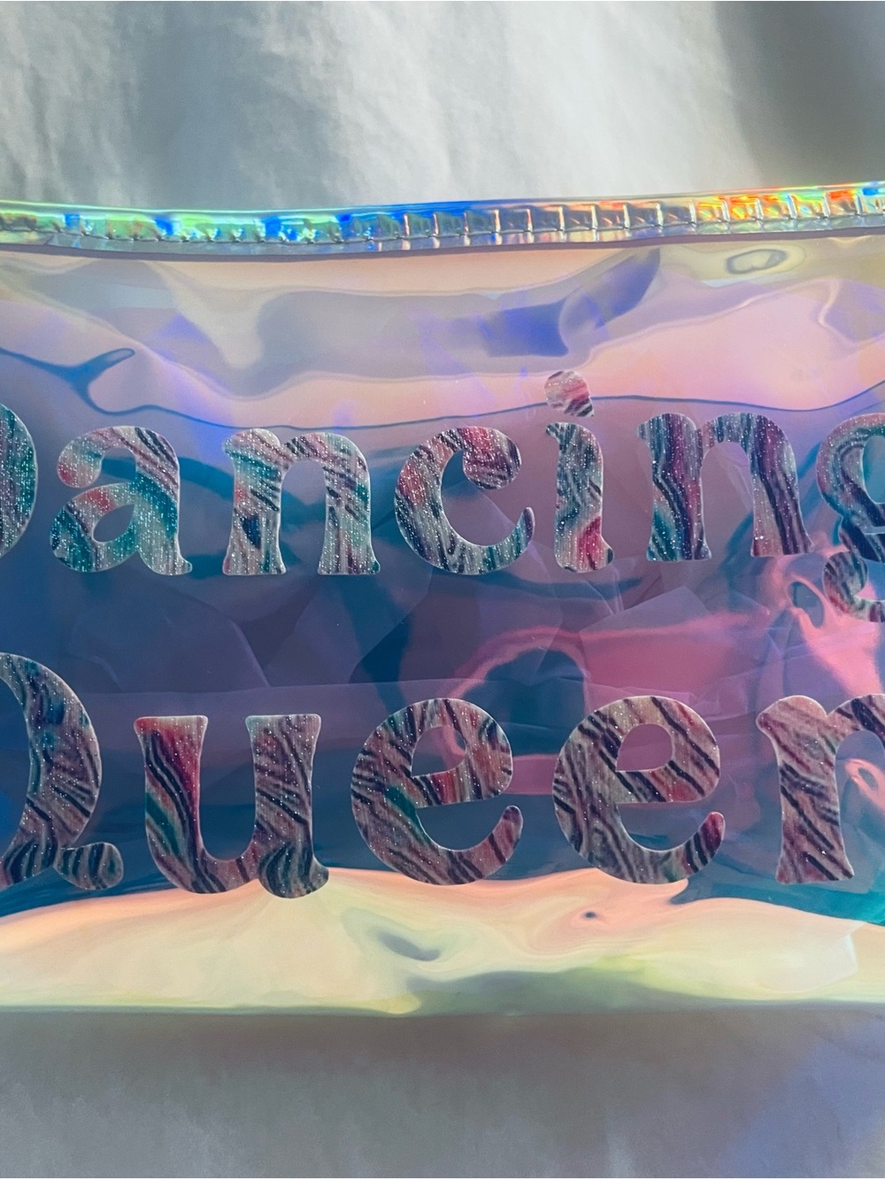Dancing Queen Iridescent Cosmetic Bag - Holographic Pink Blue
